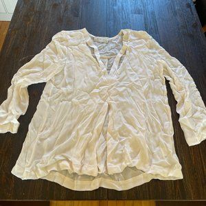 ALC White V-Neck Silk Top, Size Medium